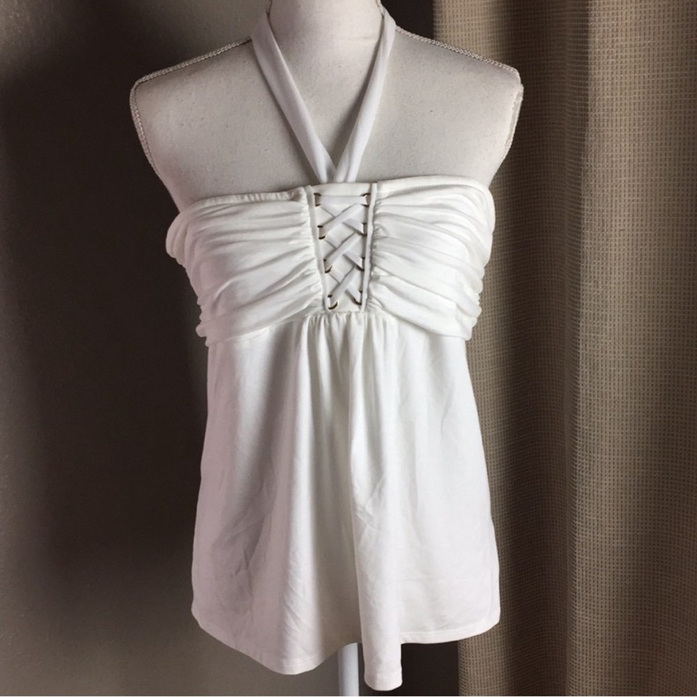 WHBM front lace up tube top